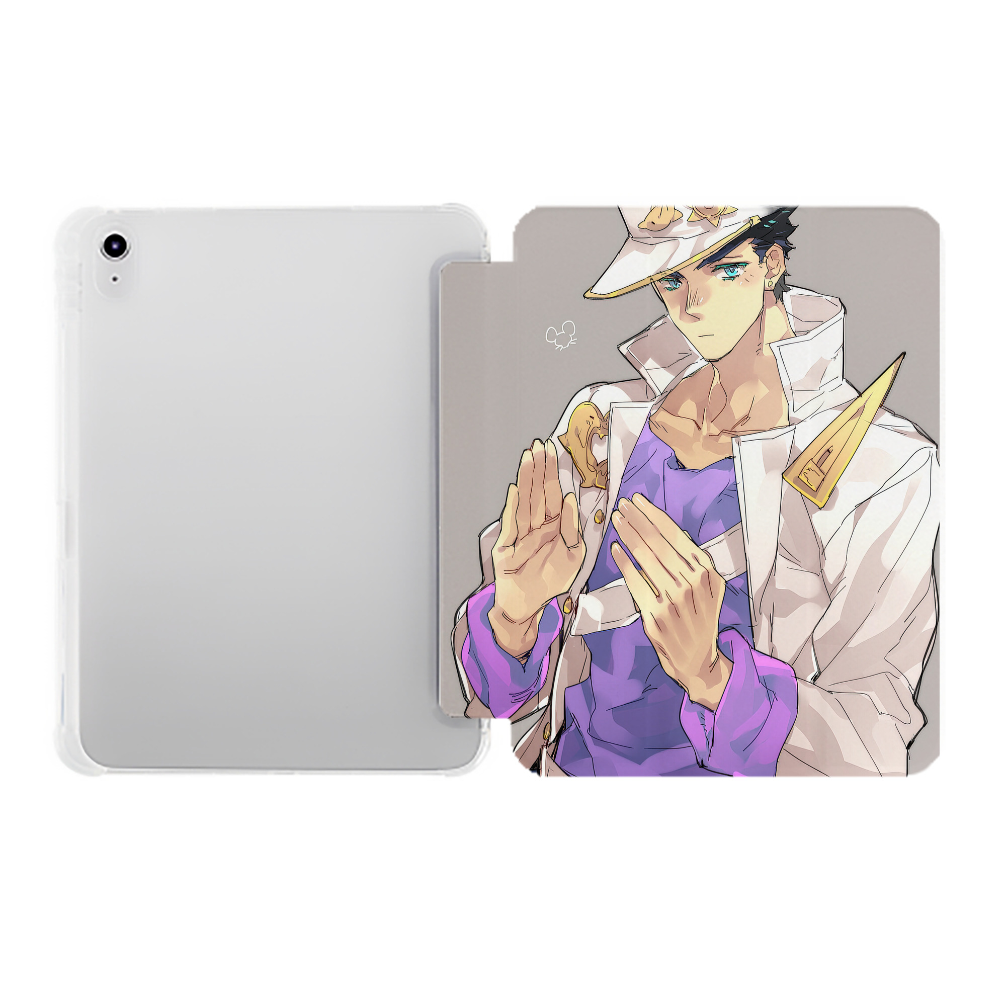 （画像用） ジョジョの奇妙な冒険 JoJo's Bizarre Adventure IPad ケース ペン収納付き 三つ折りスタンド PUレザー×シリコン 対応機種9.5/10.5/10.9インチ